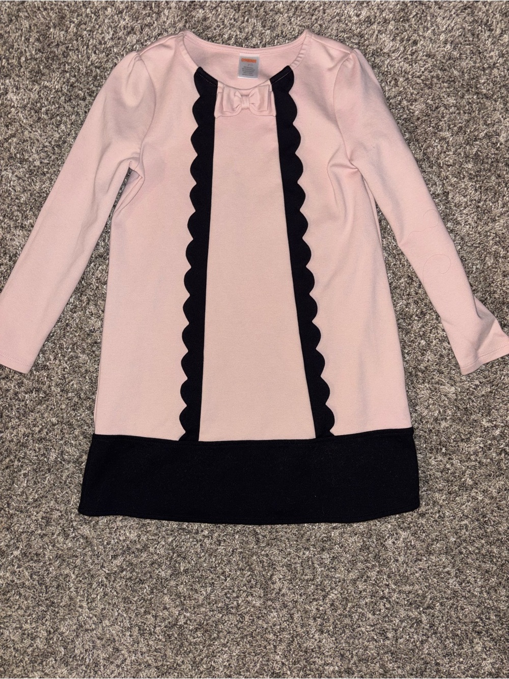 Gymboree Pink and Black Long Sleeve Scallop Trim Dress